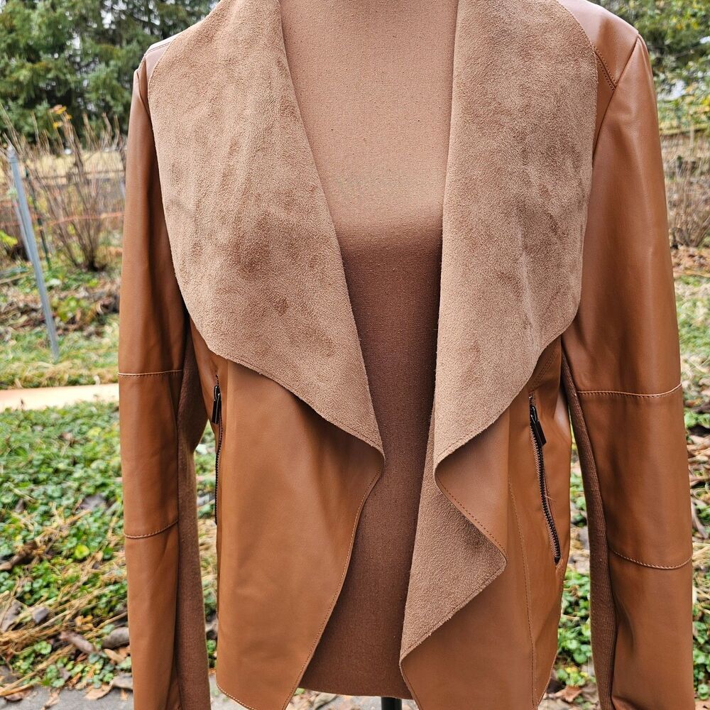 Bagatelle Brown Faux Leather Jacket For Women, Size L, Pre-owned